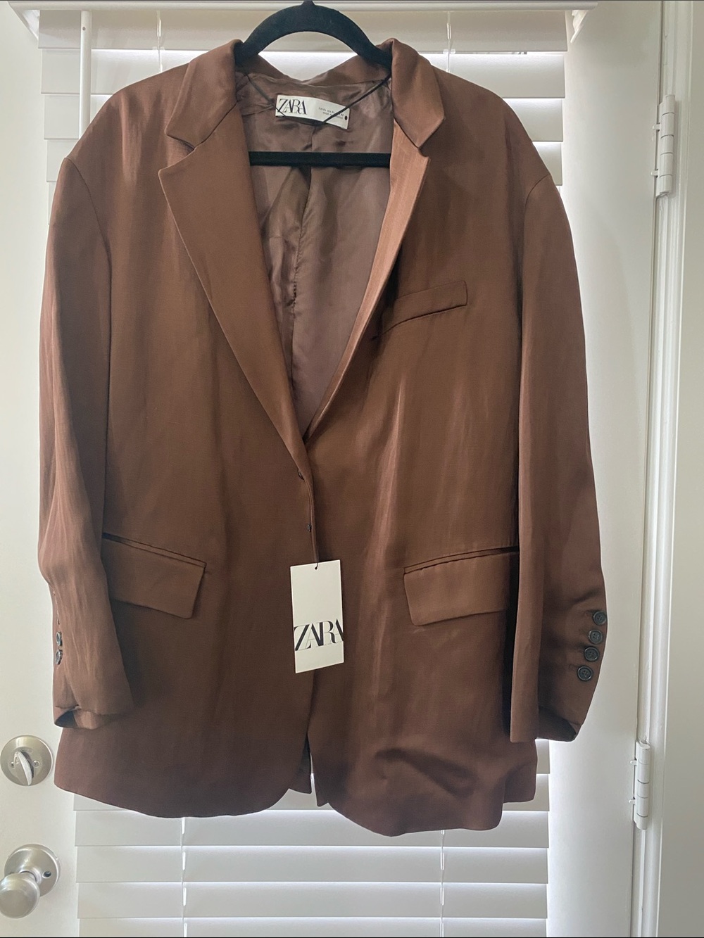 Zara Men's Chocolate Brown Single-Breasted Blazer